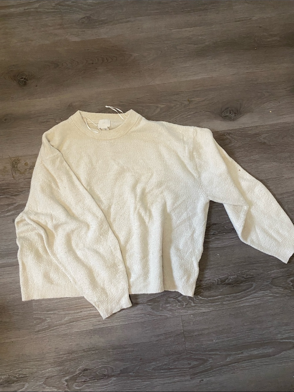 H&M Off-White Ribbed Crewneck Sweater